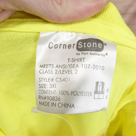 NWT CORNER STONES NEON YELLOW HIGH VISIBILITY SAFETY T-SHIRT SZ 3XL NEW! - Picture 6 of 8
